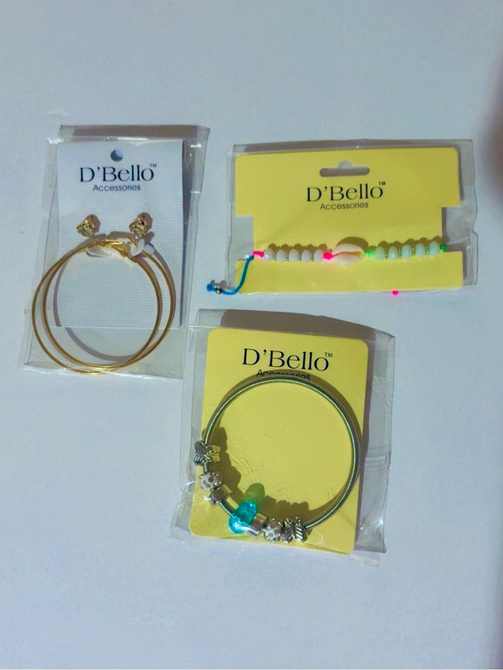 Gold Hoop Earrings, Multicolor Beaded Bracelet & Silver Charm Bangle Set